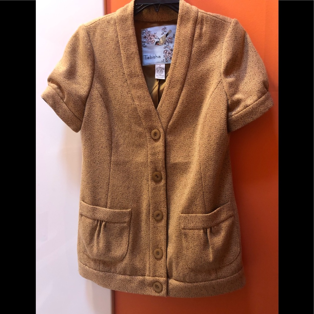 Anthropologie Mustard Tweed Coat Jacket